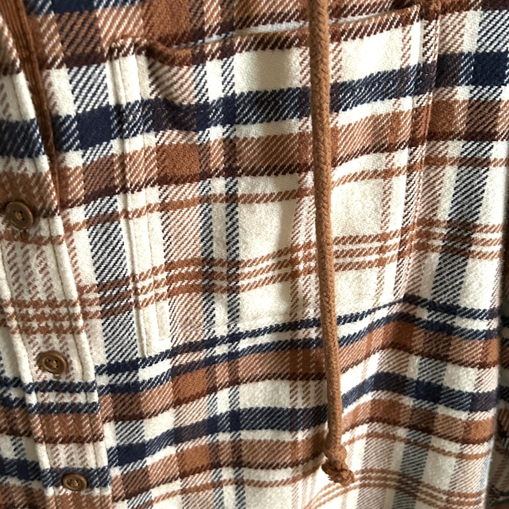 AE Women’s American Eagle Hooded Flannel Button Down Shirt XS EUC - Picture 6 of 9